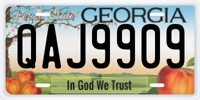GA license plate QAJ9909