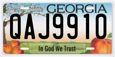 GA license plate QAJ9910