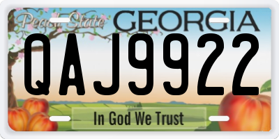 GA license plate QAJ9922