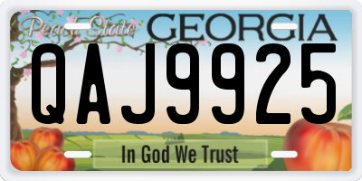 GA license plate QAJ9925