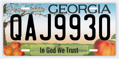 GA license plate QAJ9930