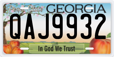 GA license plate QAJ9932