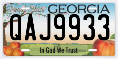 GA license plate QAJ9933