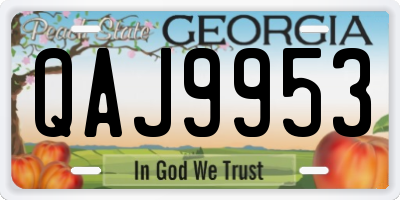 GA license plate QAJ9953