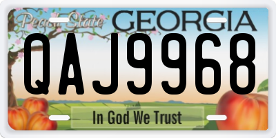 GA license plate QAJ9968