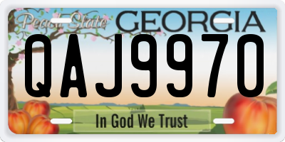 GA license plate QAJ9970