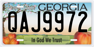 GA license plate QAJ9972