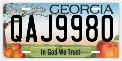 GA license plate QAJ9980