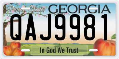 GA license plate QAJ9981