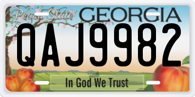 GA license plate QAJ9982