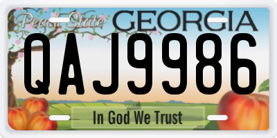 GA license plate QAJ9986