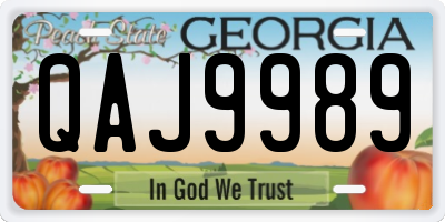 GA license plate QAJ9989