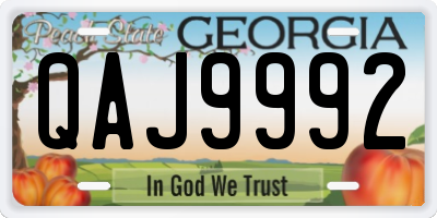 GA license plate QAJ9992