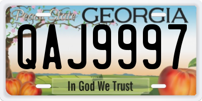 GA license plate QAJ9997