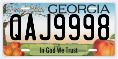 GA license plate QAJ9998