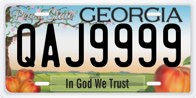 GA license plate QAJ9999