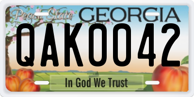 GA license plate QAK0042