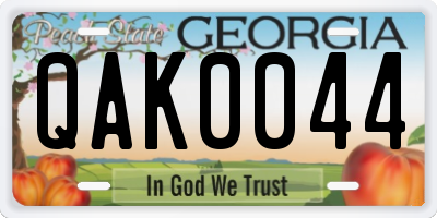 GA license plate QAK0044