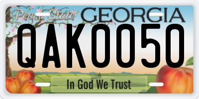 GA license plate QAK0050