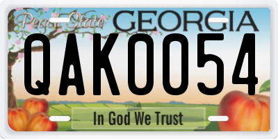GA license plate QAK0054