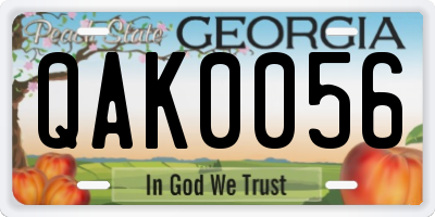 GA license plate QAK0056