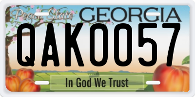 GA license plate QAK0057