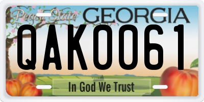 GA license plate QAK0061