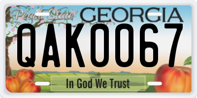 GA license plate QAK0067