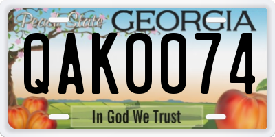 GA license plate QAK0074