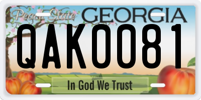 GA license plate QAK0081