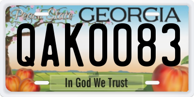 GA license plate QAK0083