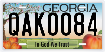GA license plate QAK0084
