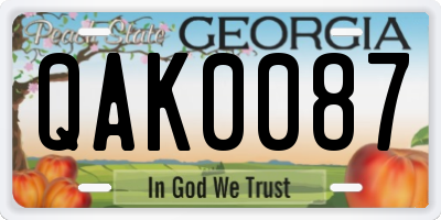 GA license plate QAK0087