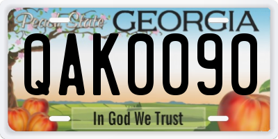 GA license plate QAK0090
