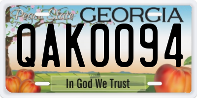 GA license plate QAK0094