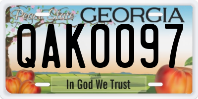 GA license plate QAK0097