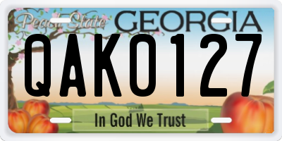 GA license plate QAK0127