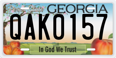 GA license plate QAK0157