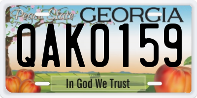 GA license plate QAK0159