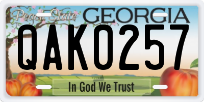 GA license plate QAK0257
