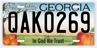 GA license plate QAK0269