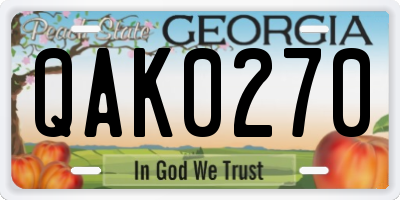 GA license plate QAK0270