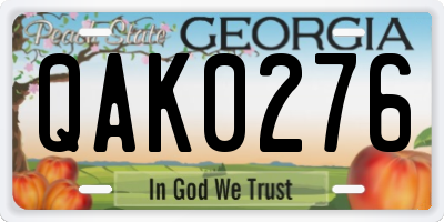 GA license plate QAK0276