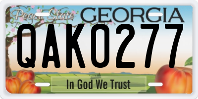 GA license plate QAK0277