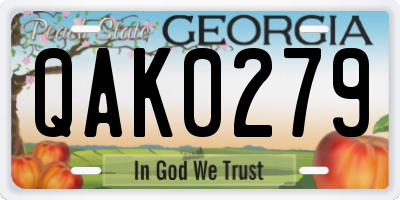 GA license plate QAK0279