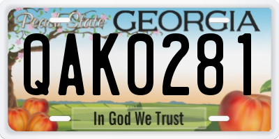 GA license plate QAK0281