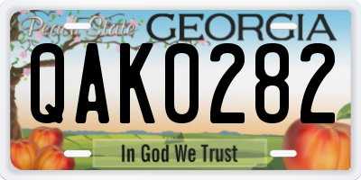 GA license plate QAK0282
