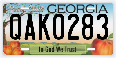 GA license plate QAK0283
