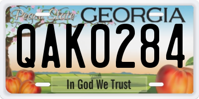 GA license plate QAK0284
