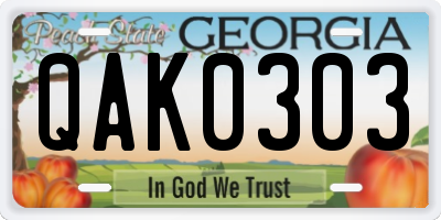 GA license plate QAK0303